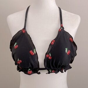 City Streets cherry print bikini top